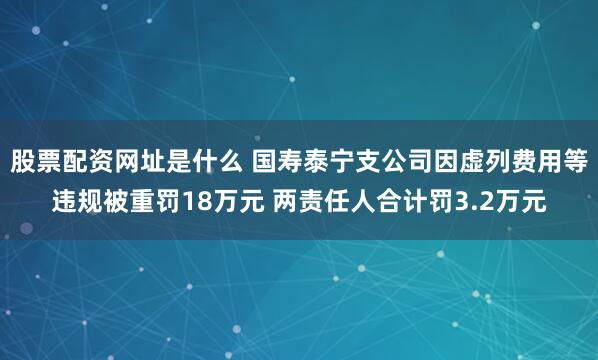 股票配资网址是什么 国寿泰宁支公司因虚列费用等违规被重罚18万元 两责任人合计罚3.2万元